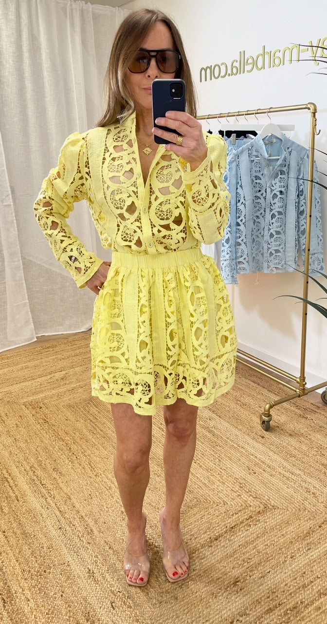 Capris Lace Skirt and Blouse Set