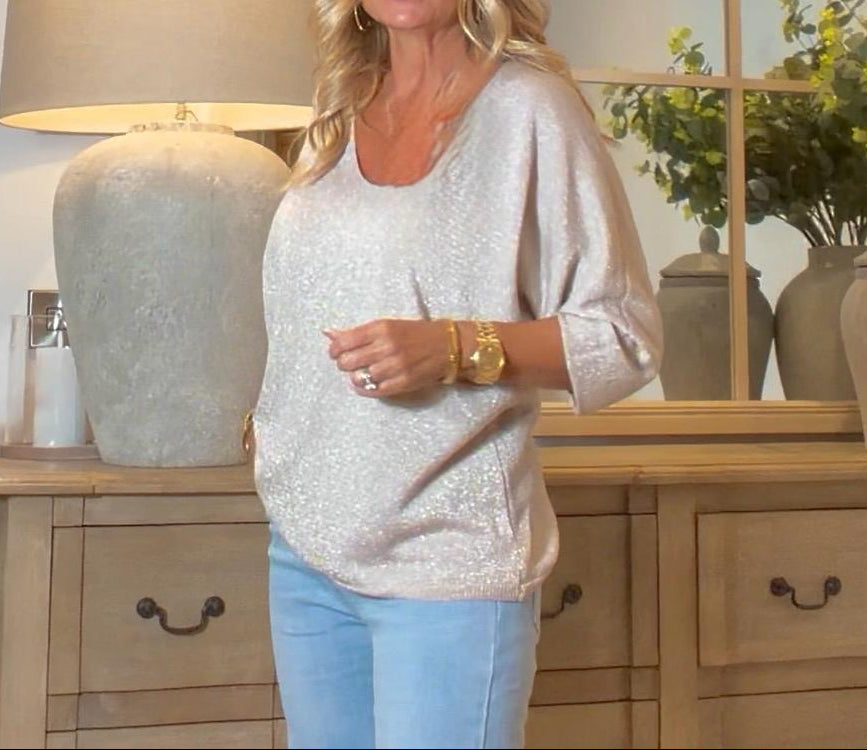 Charlotte Gold Sparkle V-Neck Top