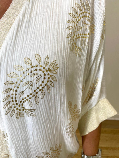Margot white and gold batwing cardigan