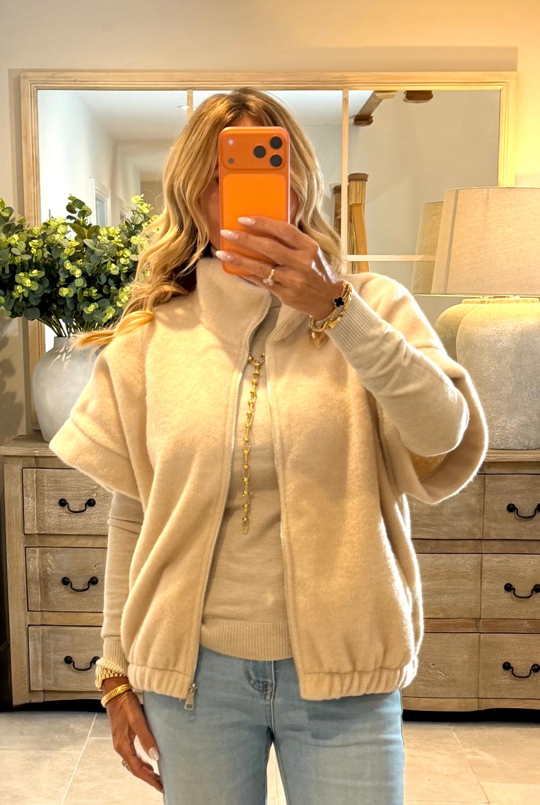 Courtney Oversized Cream Gillet with Zip