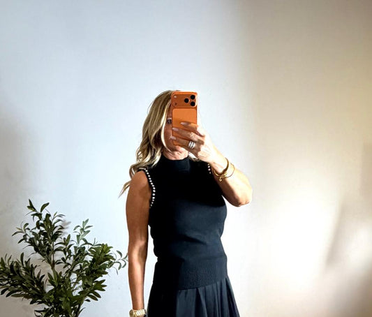 Paloma High Neck Tank Top with Jewelled Edging