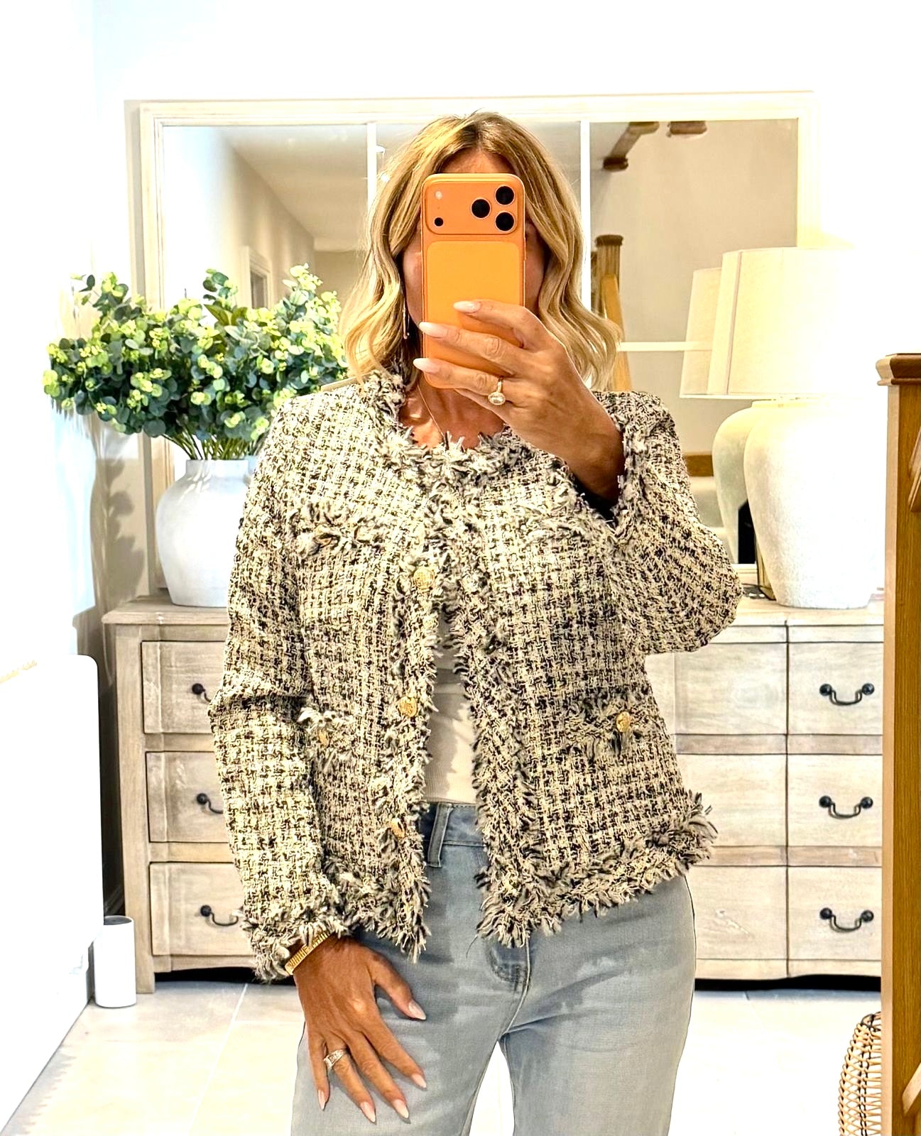 Layla Tweed Jacket with Gold Buttons