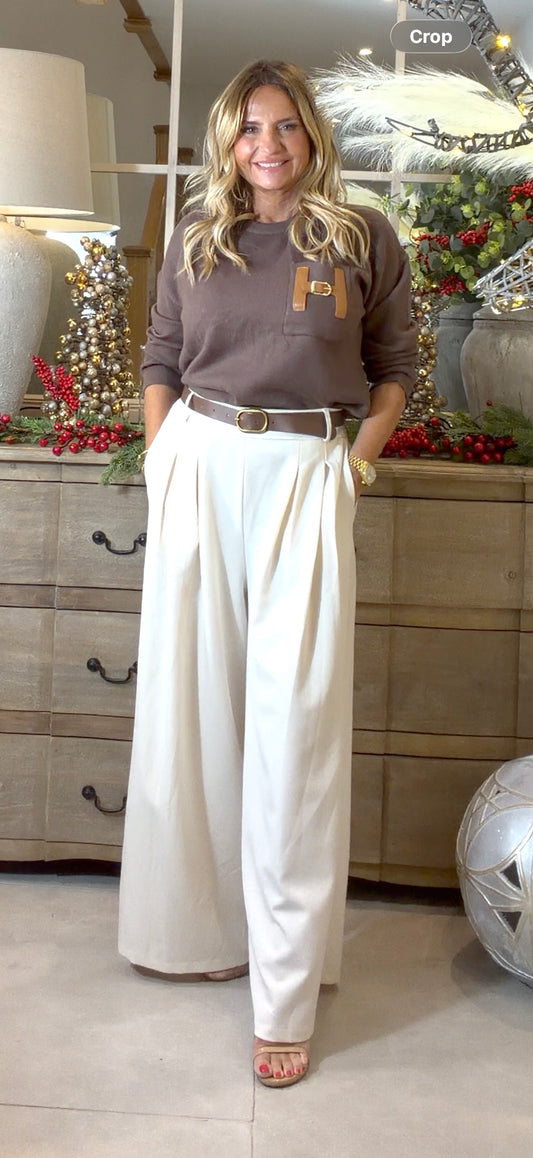Catherine Wide Leg Trouser with Belt
