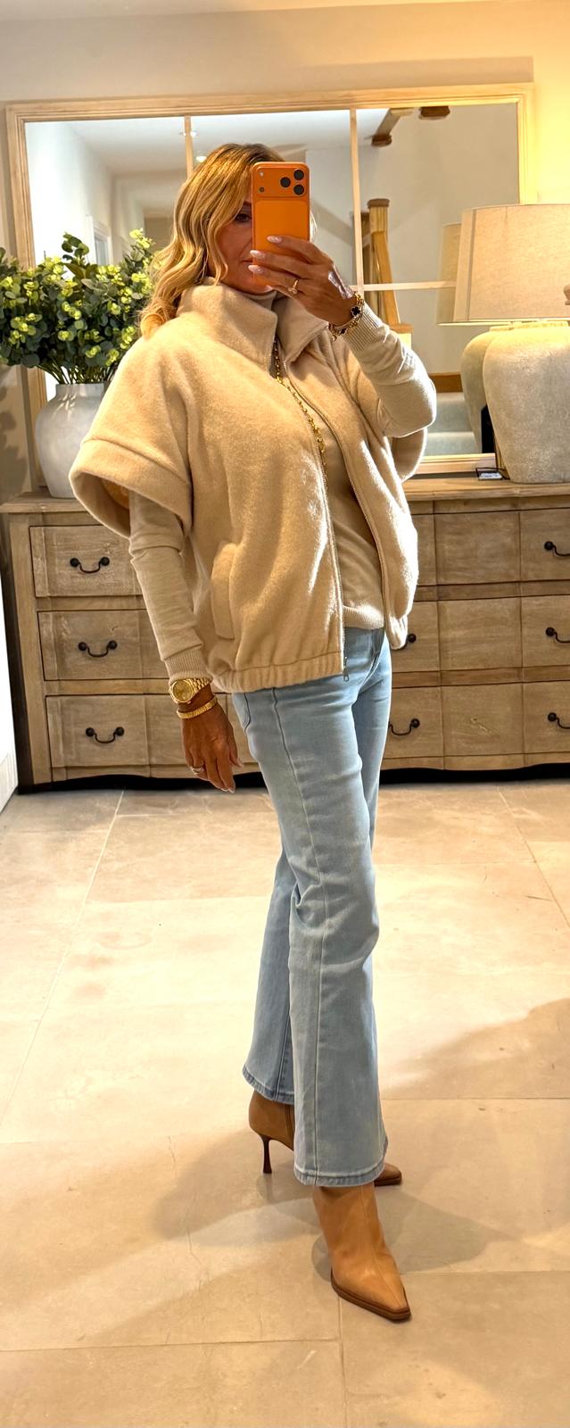 Courtney Oversized Cream Gillet with Zip