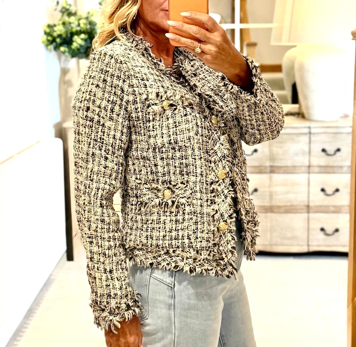 Layla Tweed Jacket with Gold Buttons