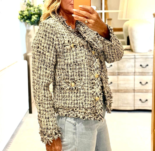 Layla Tweed Jacket with Gold Buttons