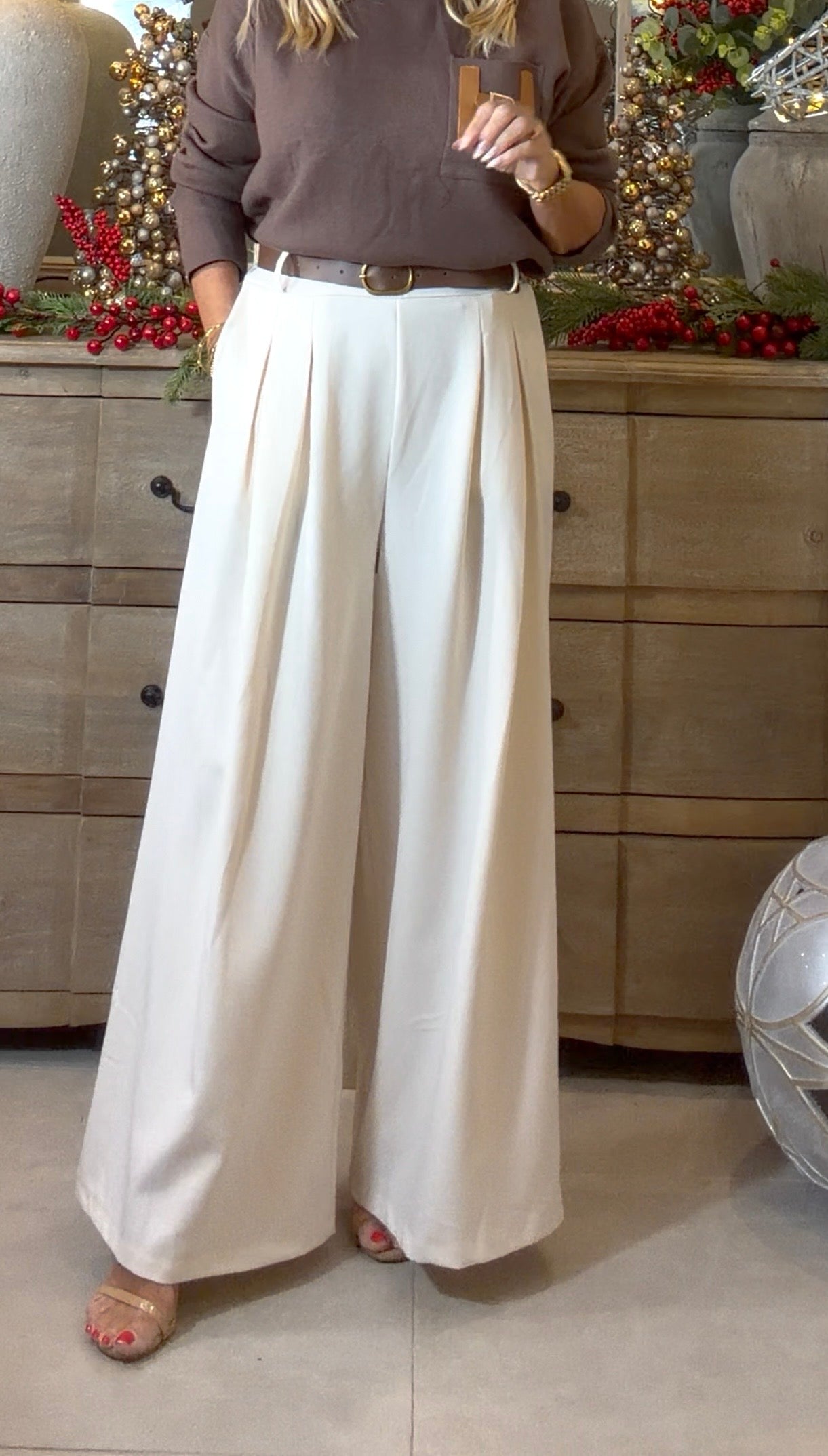 Catherine Wide Leg Trouser with Belt