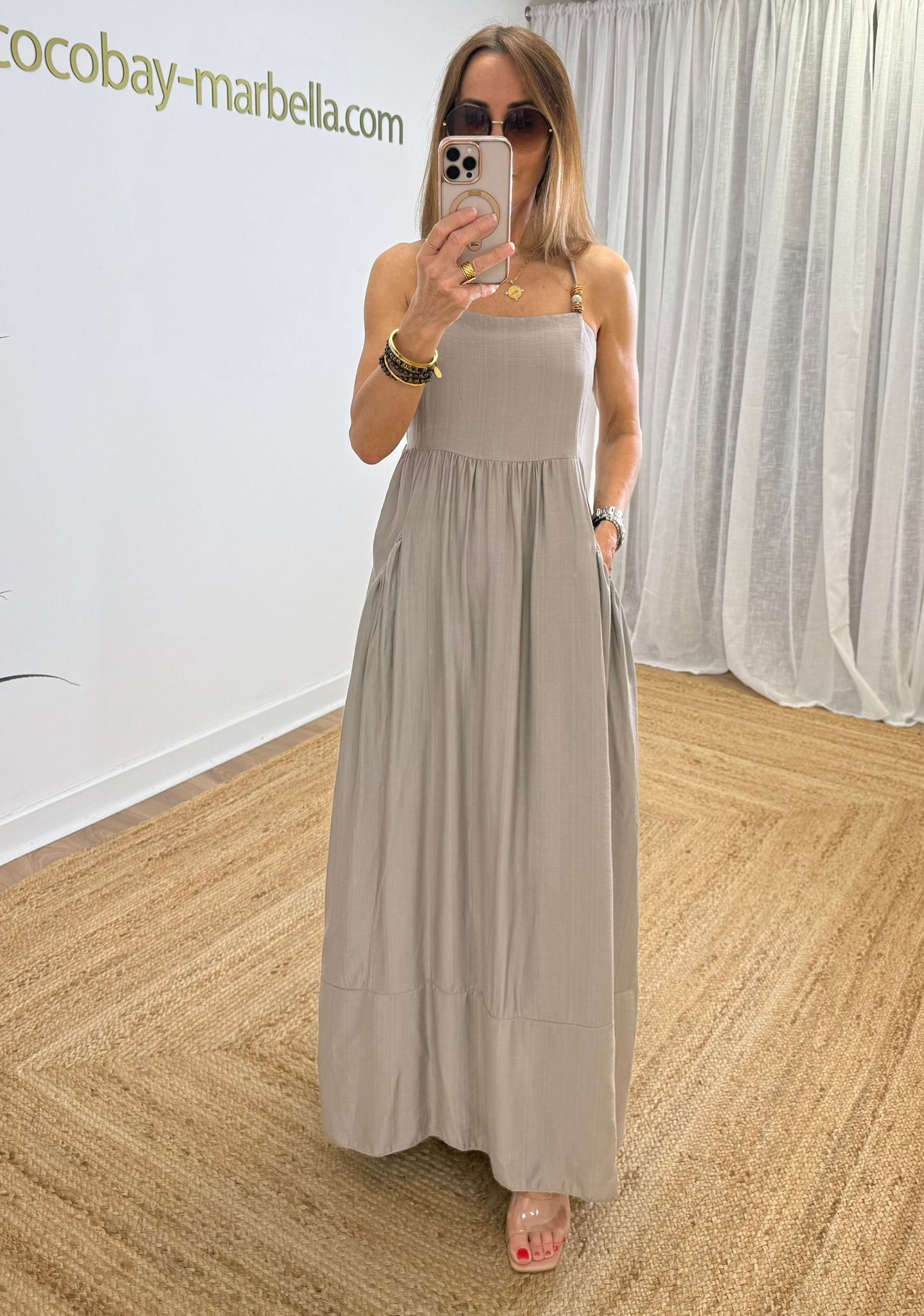 Lucia Spaghetti Strap Maxi with Pockets