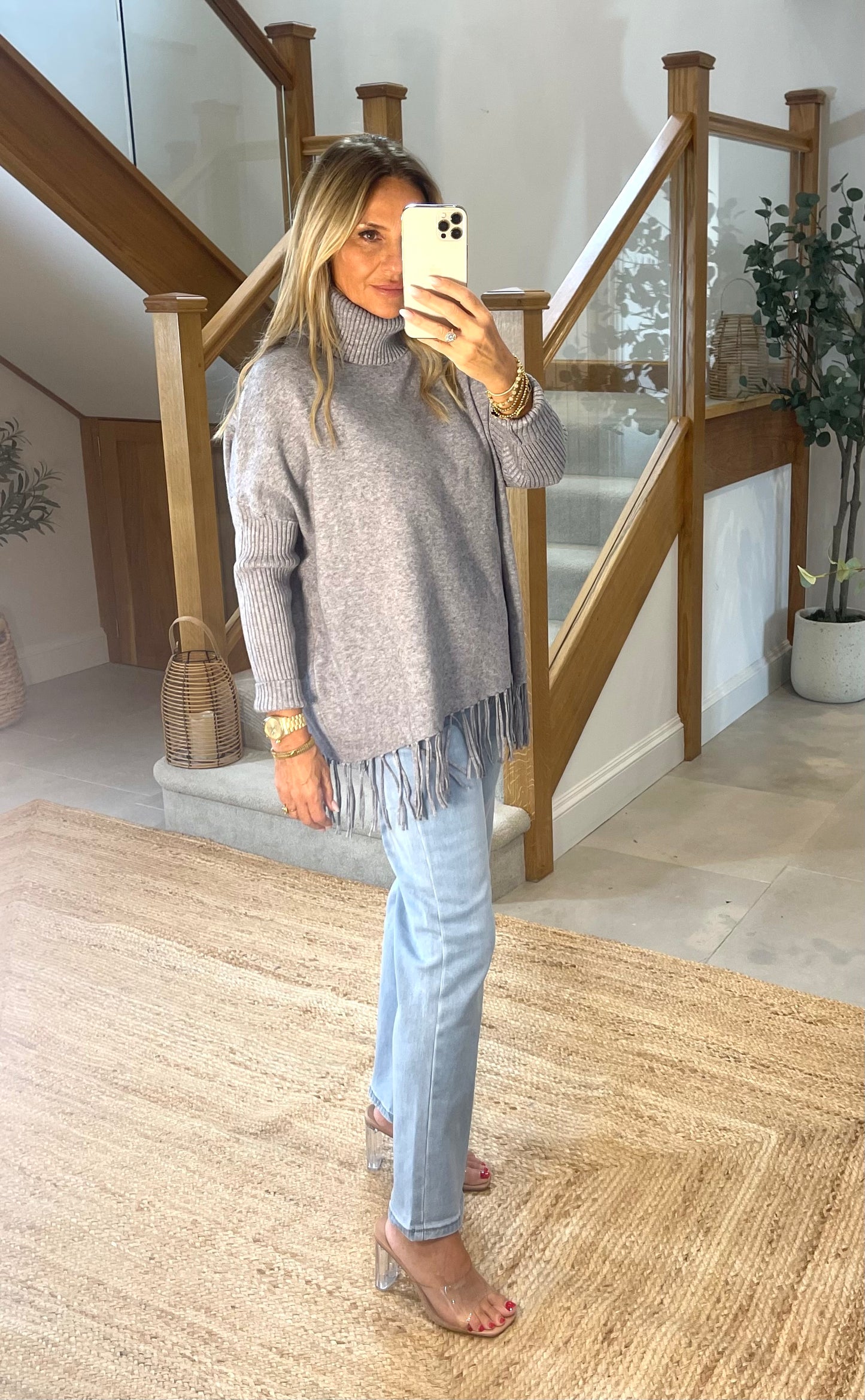 Gabby Polo Neck Jumper with Tassels