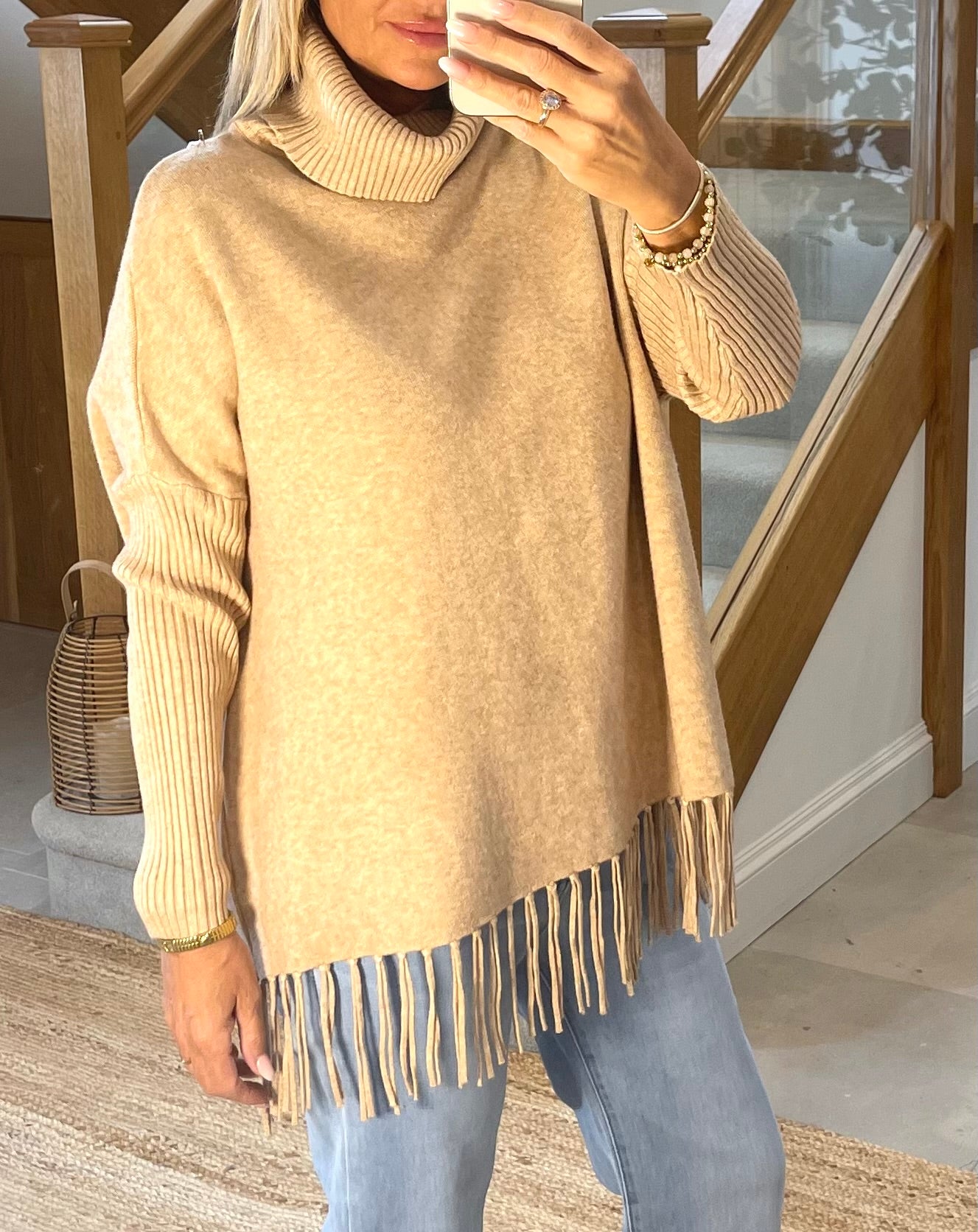 Gabby Polo Neck Jumper with Tassels