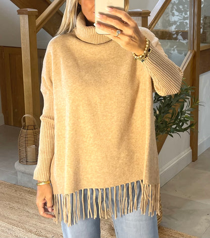 Gabby Polo Neck Jumper with Tassels