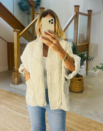 Laura Embroidered Quilted Jacket with Small Sequins