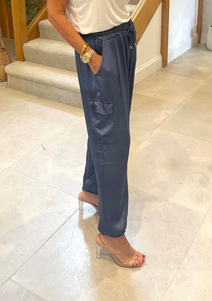 Luxe Cargo Pants in Navy Blue