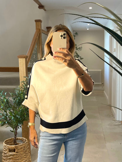 Sydney Monochrome Jumper with Stripe at Waist and Sleeve