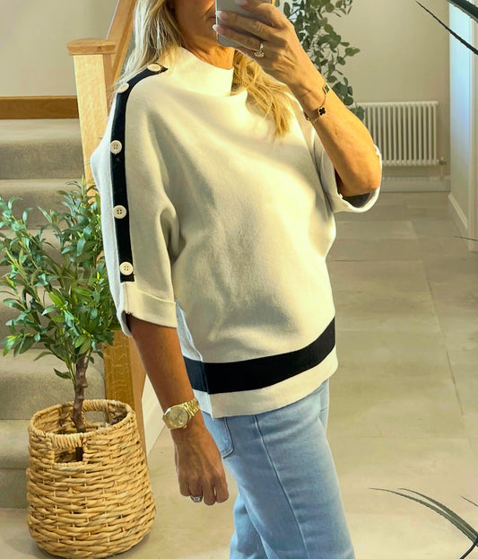 Sydney Monochrome Jumper with Stripe at Waist and Sleeve