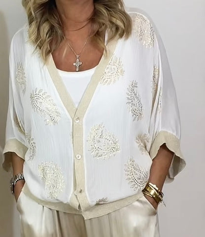 Margot white and gold batwing cardigan