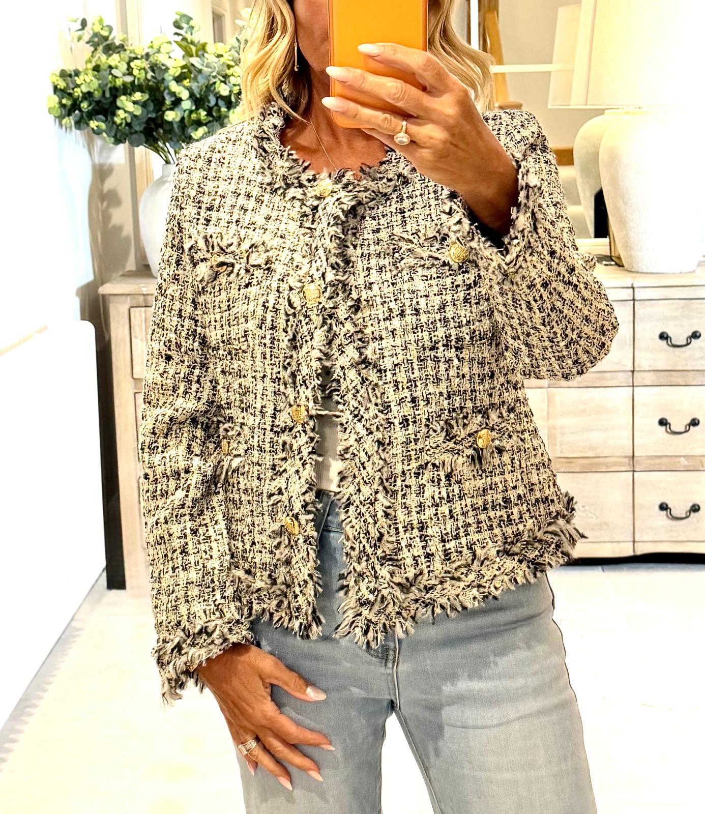 Layla Tweed Jacket with Gold Buttons