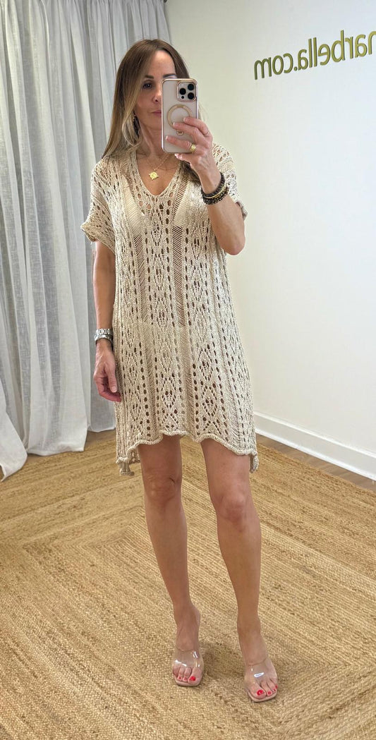 Alana Gold Weave Kaftan Dress