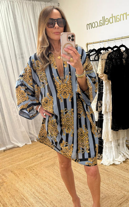 Tiger Cotton Kaftan with stripe