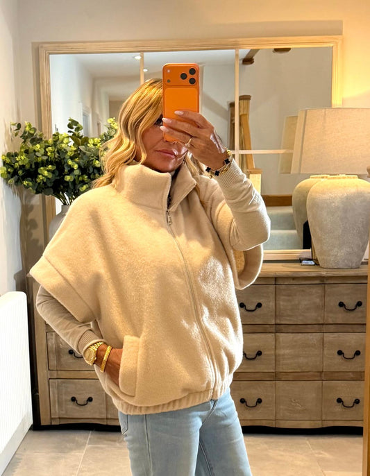 Courtney Oversized Cream Gillet with Zip