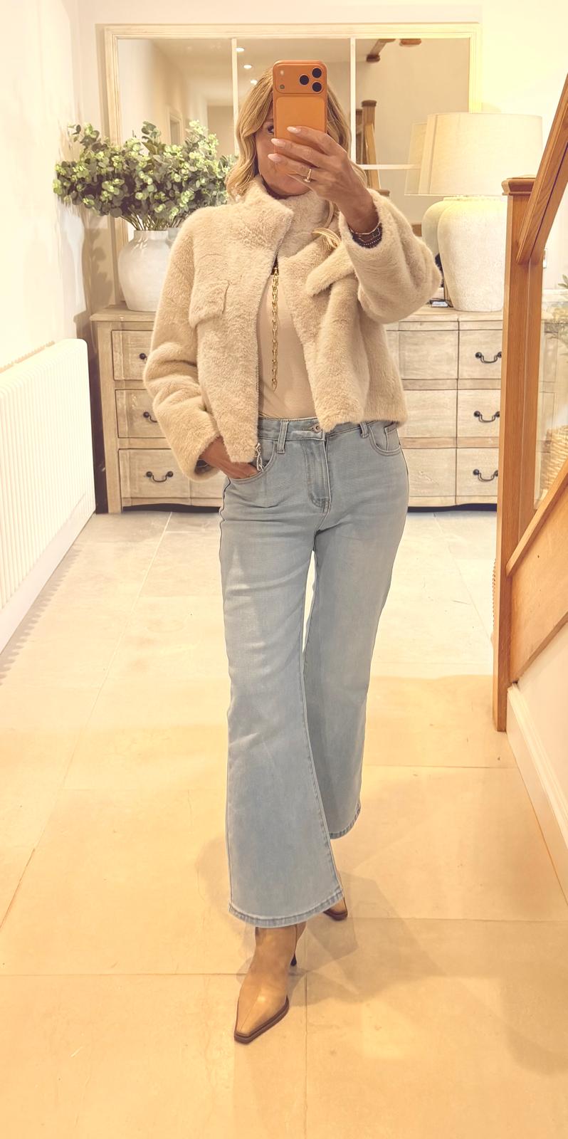 Natalie Faux Fur Jacket with Front Pockets