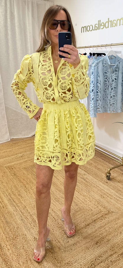 Capris Lace Skirt and Blouse Set