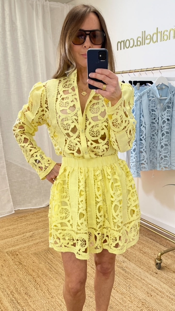 Capris Lace Skirt and Blouse Set
